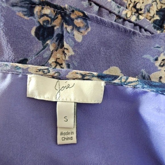Joie 100% Floral Lavender Ruffle Mini Dress Small Preowned - Picture 8 of 9